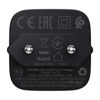 Мережевий зарядний пристрій Acefast A119, PD 45W, mini GaN, Black 4
