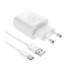 Мережевий зарядний пристрій Borofone BA58A, LCD Display, Cable Type-C, 2xUSB-A, 2.4A, White - 1