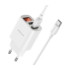 Мережевий зарядний пристрій Borofone BA58A, LCD Display, Cable Type-C, 2xUSB-A, 2.4A, White - 7