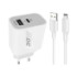 Мережевий зарядний пристрій Konfulon C89Q, Cable Lightning, USB-A QC3.0 20W, Type-C 30W Max, White - 1