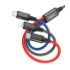 Кабель Hoco X76, 3-in-1 Lightning/Type-C/Micro, 1m, 2A, Black/Red/Blue - 1