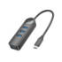 USB-хаб Borofone DH5, 4 in 1, Type-C to 4xUSB 3.0, 0.2m, Black - 1