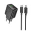 Мережевий зарядний пристрій Hoco CS25A, Cable Type-C to Type-C, PD 20W, QC 3.0, Black - 1