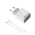 Мережевий зарядний пристрій Konfulon C69D, Cable Type-C to Lightning, PD, 20W, White - 1