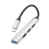 USB-хаб Hoco HB26, 4 in 1, Type-C to 1xUSB 3.0/3xUSB 2.0, 0.15m, Silver - 1