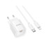 Мережевий зарядний пристрій Hoco C146A, Cable Type-C to Lightning, PD 20W, QC 3.0, White - 9