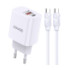 Мережевий зарядний пристрій Jokade JB042, Cable Type-C to Type-C, PD 20W, White - 1