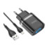 Мережевий зарядний пристрій Hoco N1, Cable Lightning, Black - 1