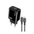 Мережевий зарядний пристрій Kakusiga KSC-1660, Cable Type-C to Type-C, 30W, Black - 1
