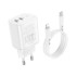 Мережевий зарядний пристрій Borofone BN9, Cable Type-C to Lightning, PD 35W, QC 3.0, White - 3