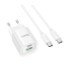 Мережевий зарядний пристрій Hoco C147A, Cable Type-C to Type-C, PD 20W, QC 3.0, White - 9