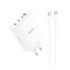 Мережевий зарядний пристрій Hoco N31, Cable Type-C to Type-C, GAN PD 100W, QC 22.5W, White - 1