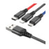 Кабель Hoco X76, 3-in-1 Lightning/Type-C/Micro, 1m, 2A, Black/Red/Blue - 5